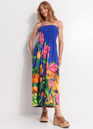 Farm - Vestido Midi Tarsila Azul - FARM