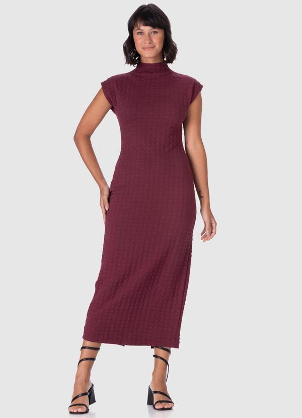 Malwee - Vestido Midi Texturizado Roxo