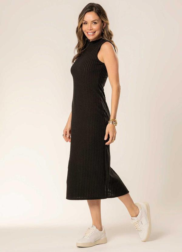 Cativa - Vestido Midi Tricô Estiloso e Confortável Preto