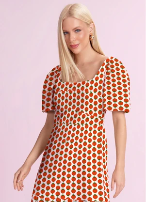 Angel - Vestido Midi Tricoline Estampado Vermelho - ANGEL