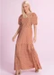 Angel - Vestido Midi Tricoline Estampado Rosa - variação: Vermelho