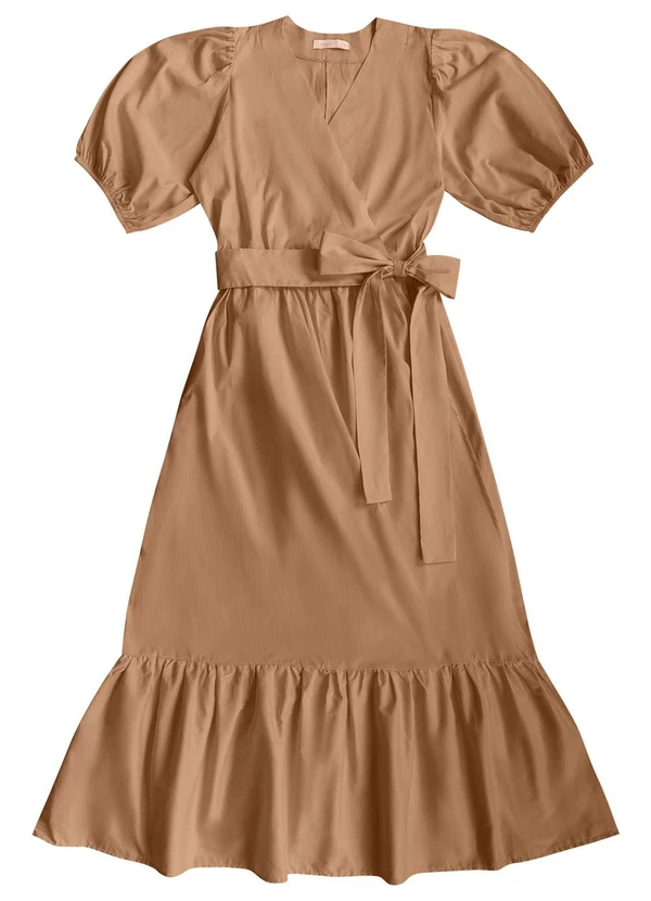 Angel - Vestido Midi Tricoline Marrom 1