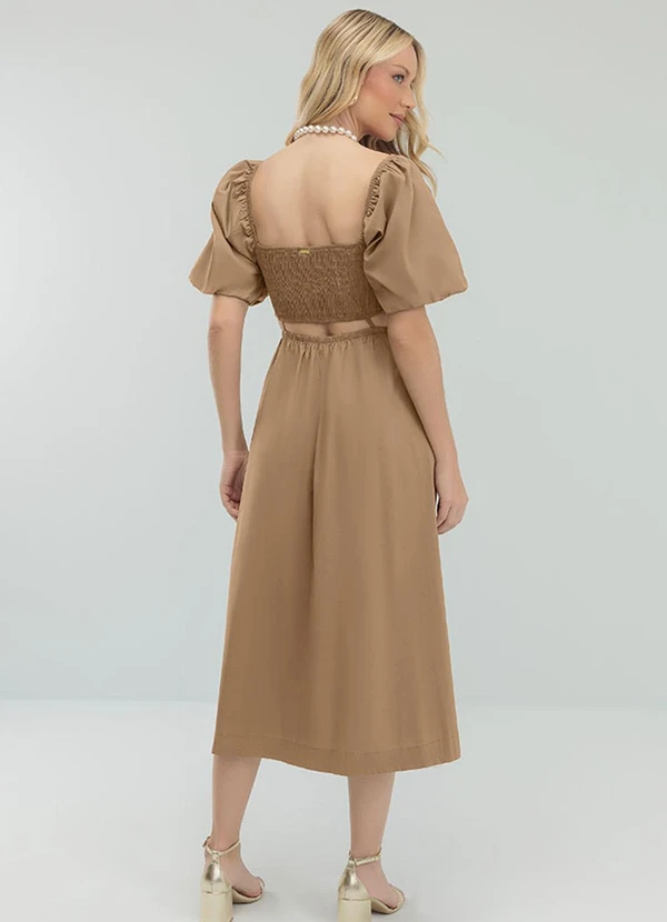 Angel - Vestido Midi Tricoline Marrom 2