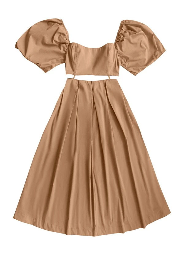 Angel - Vestido Midi Tricoline Marrom 5