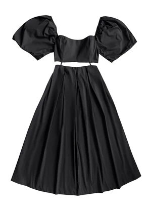 Angel - Vestido Midi Tricoline Preto - ANGEL