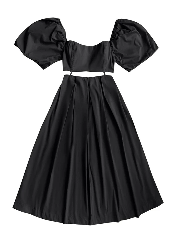 Angel - Vestido Midi Tricoline Preto