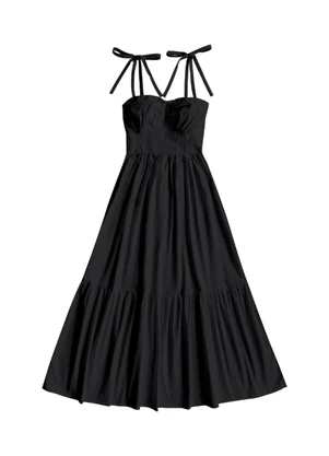 Angel - Vestido Midi Tricoline Preto - ANGEL