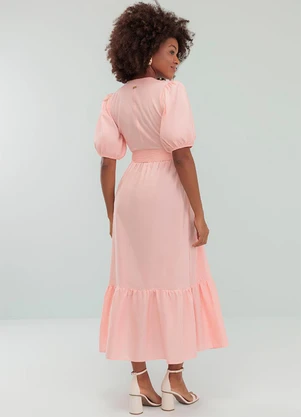 Angel - Vestido Midi Tricoline Rosa - ANGEL