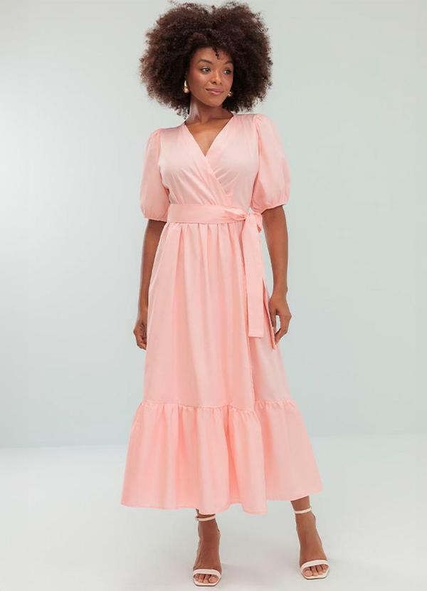 Angel - Vestido Midi Tricoline Rosa