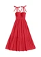 Angel - Vestido Midi Tricoline Bege - variação: Vermelho