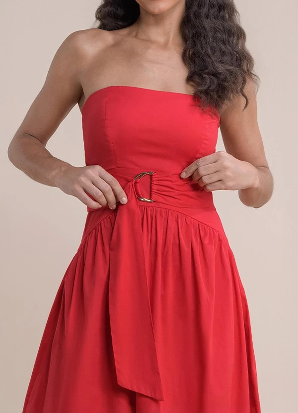 Angel - Vestido Midi Tricoline Vermelho 3
