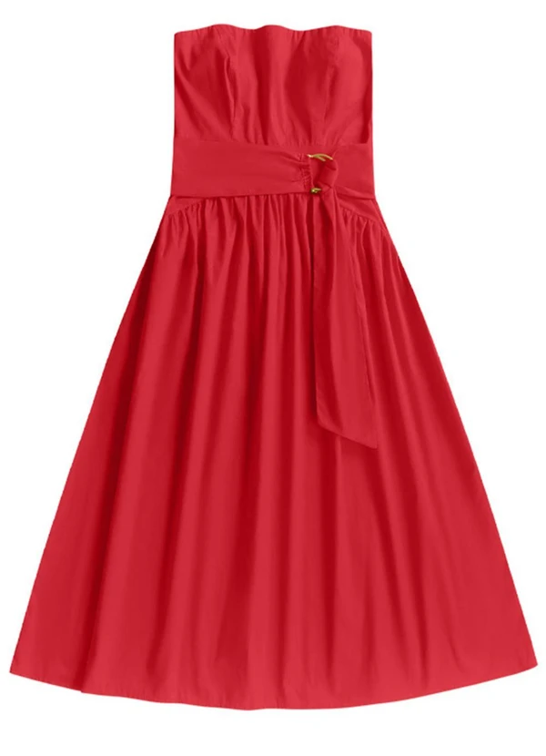 Angel - Vestido Midi Tricoline Vermelho 4
