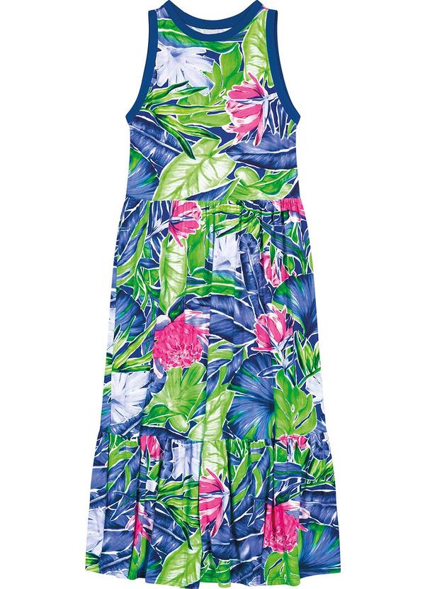 Malwee - Vestido Midi Tropical Azul