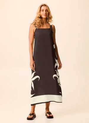 Malwee - Vestido Mídi Tropical Café - MALWEE