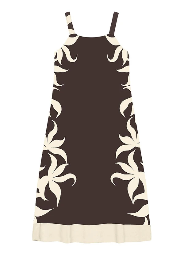 Malwee - Vestido Mídi Tropical Café