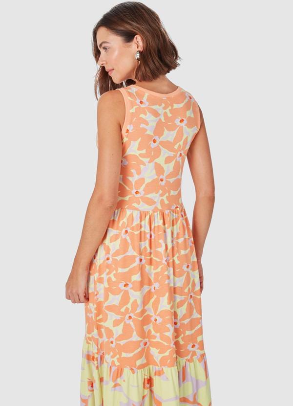 Malwee - Vestido Midi Tropical Laranja Claro 2