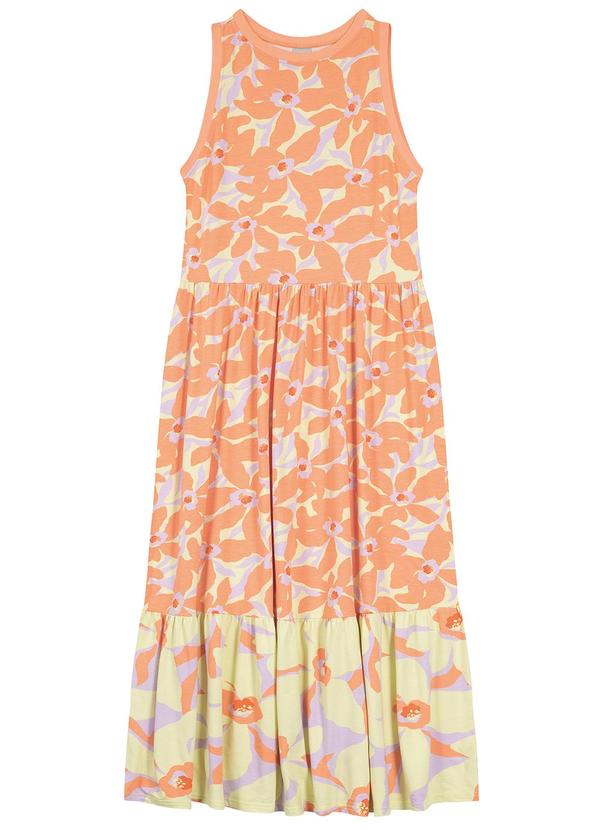 Malwee - Vestido Midi Tropical Laranja Claro 3