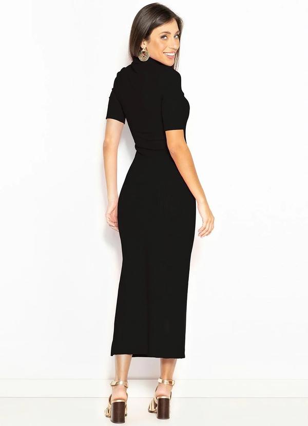 Colcci - Vestido Midi Tubinho de Malha Canelada Preto 2