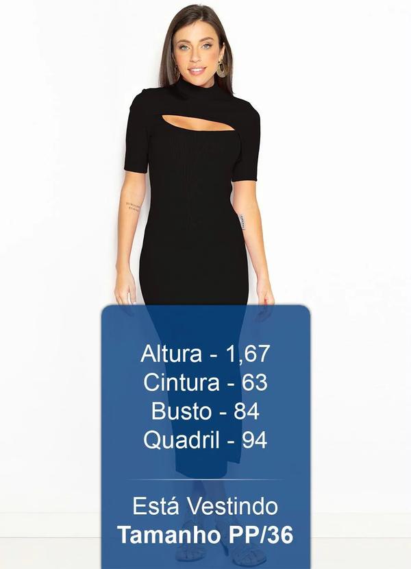 Colcci - Vestido Midi Tubinho de Malha Canelada Preto 4