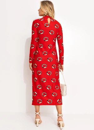 Farm - Vestido Midi Tuca Poá Vermelho - FARM