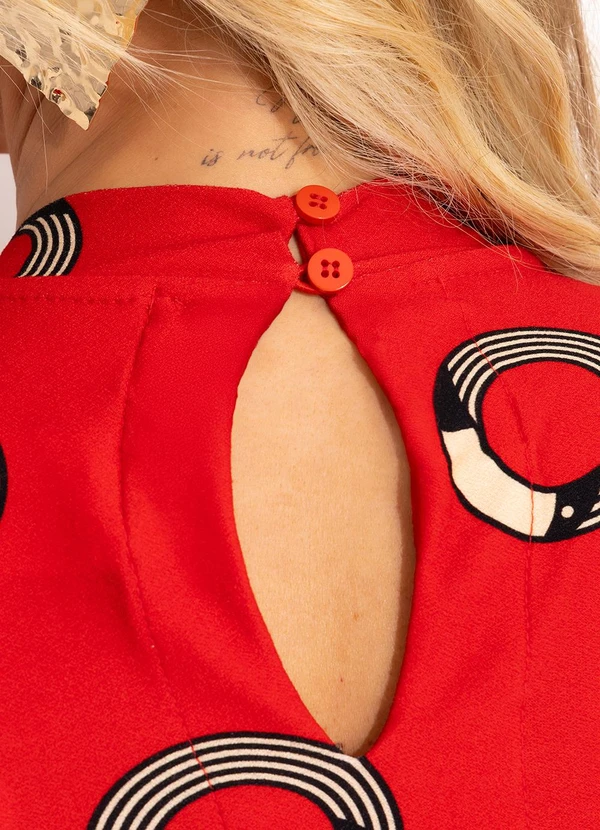 Farm - Vestido Midi Tuca Poá Vermelho 8