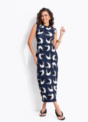 Farm - Vestido Midi Tuca Tropical Preto - FARM