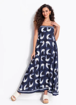 Farm - Vestido Midi Tuca Tropical Preto - FARM
