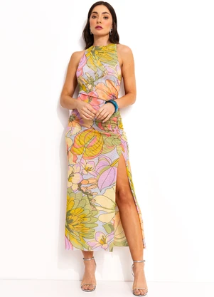 Farm - Vestido Midi Tule Azul - FARM