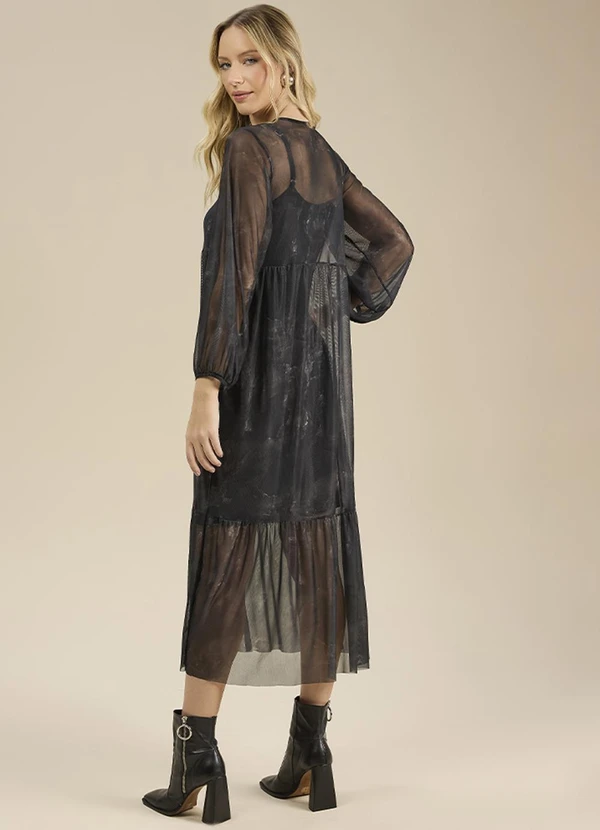 Angel - Vestido Midi Tule C/Combinacao Preto 1