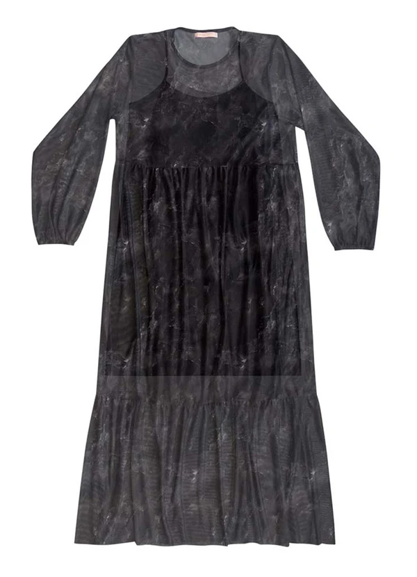 Angel - Vestido Midi Tule C/Combinacao Preto 3