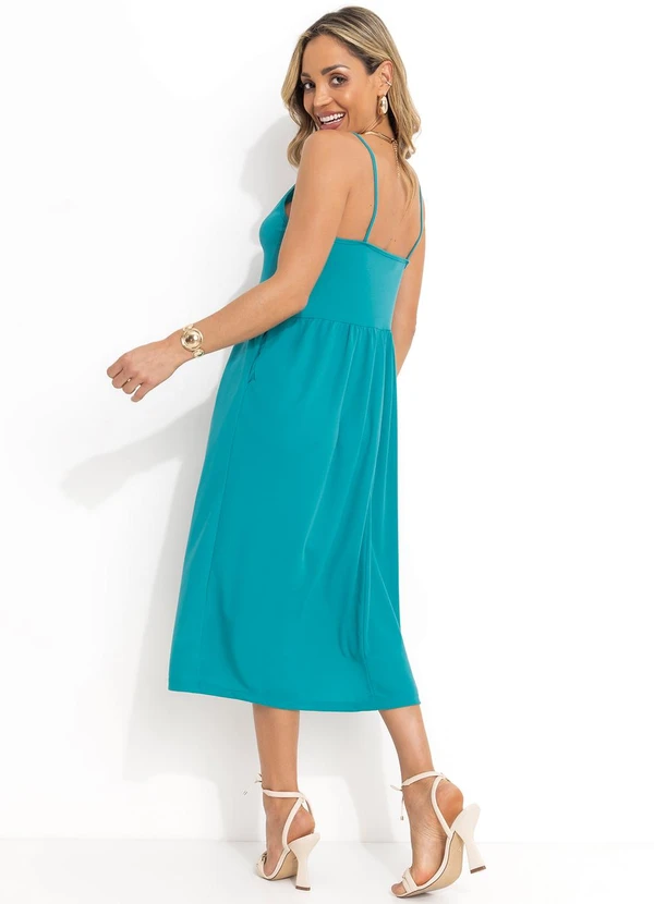 Moda Pop - Vestido Midi Turquesa com Alças 5