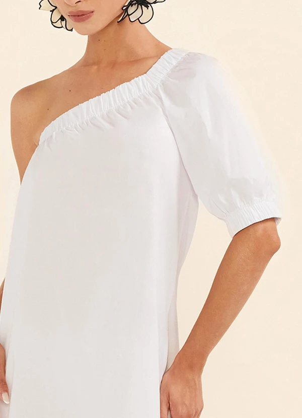 Marialícia - Vestido Midi um Ombro Só Feminino Branco 3