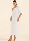 Marialícia - Vestido Midi um Ombro Só Feminino Vermelho - variação: Branco