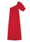 Marialícia - Vestido Midi um Ombro Só Feminino Vermelho - variação: Vermelho