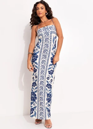 Farm - Vestido Midi Valentina Azul - FARM