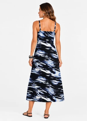 Infinita Cor - Vestido Midi Verão em Viscose Khyara Azul - INFINITA COR