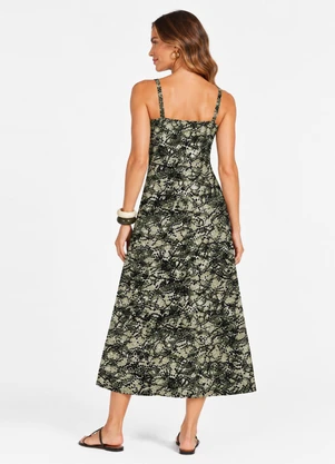 Infinita Cor - Vestido Midi Verão em Viscose Khyara Verde - INFINITA COR