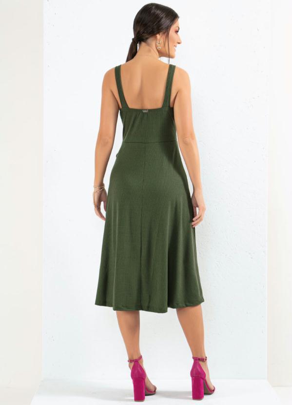 Quintess - Vestido Midi Verde com Saia Transpassada 2