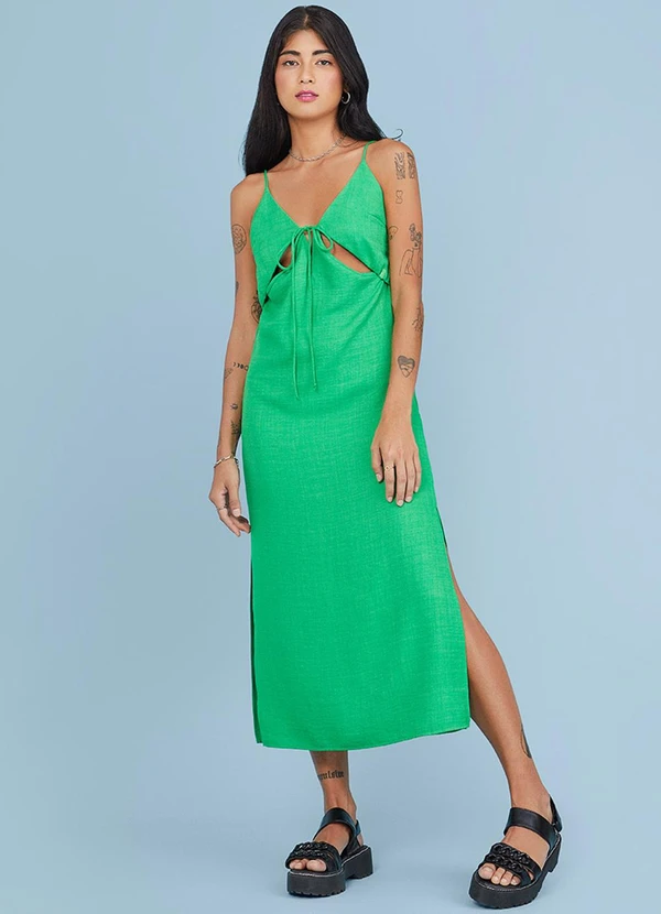 Authoria - Vestido Midi Verde Cyber Verde