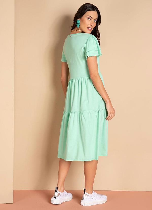 Quintess - Vestido Midi Verde  Menta com Babados 5