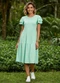 Quintess - Vestido Midi Marinho com Babados - variação: Verde  Menta