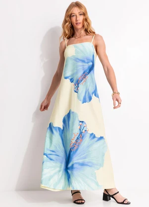 Farm - Vestido Midi Vestida de Flor Amarelo - FARM