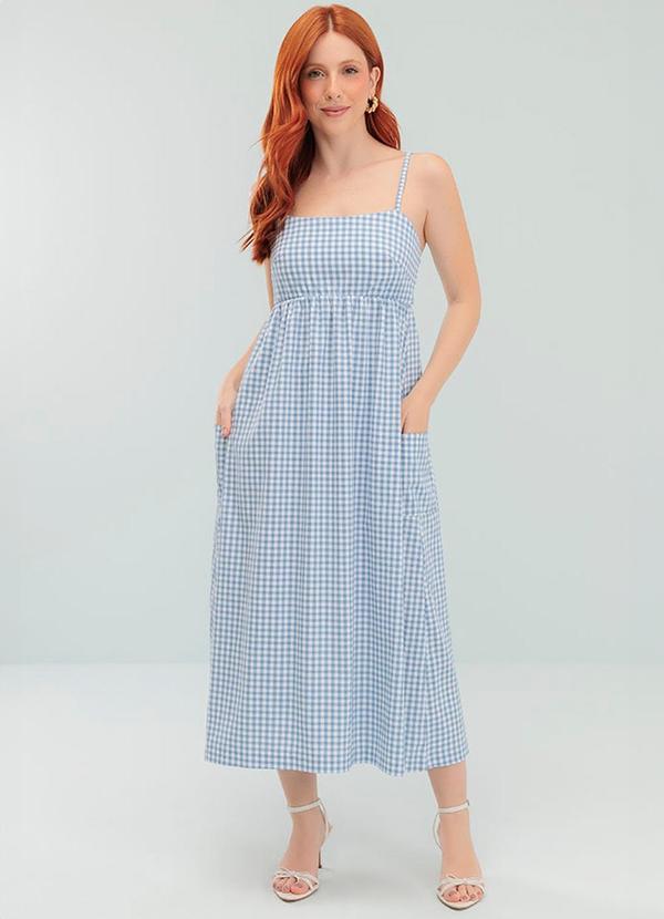 Angel - Vestido Midi Vichy Azul