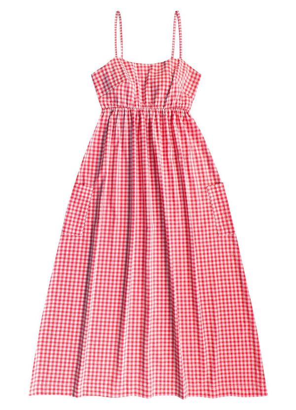 Angel - Vestido Midi Vichy Vermelho