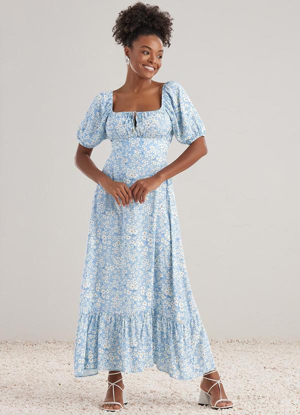 Angel - Vestido Midi Viscose Azul