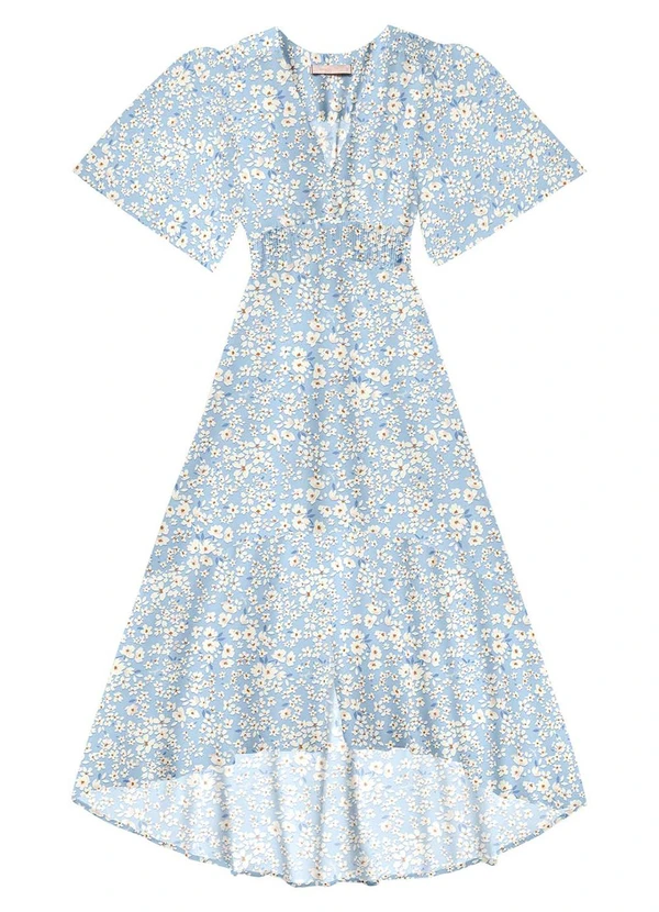 Angel - Vestido Midi Viscose Azul