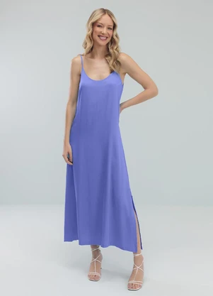 Angel - Vestido Midi Viscose Azul - ANGEL