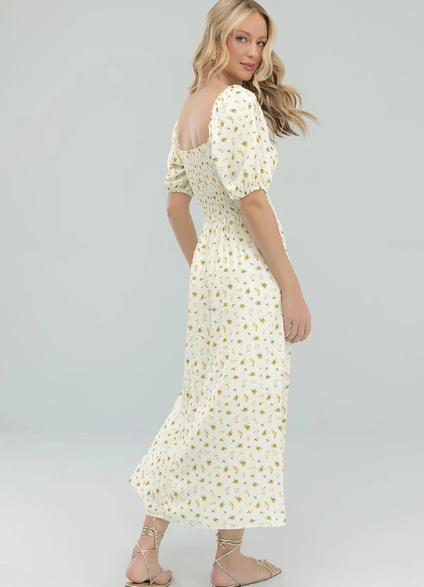 Angel - Vestido Midi Viscose Estampada Amarelo 3