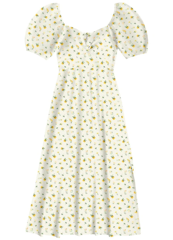 Angel - Vestido Midi Viscose Estampada Amarelo 6