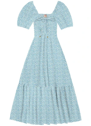 Angel - Vestido Midi Viscose Estampada Azul - ANGEL